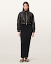 Anouk Cropped Leather Bomber Jacket