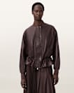 Sofi Drawstring Leather Bomber Jacket