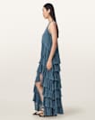 Cavarly Crepe Tiered Ruffle Maxi Dress