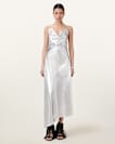 Alexia V-Neck Metallic Midi Slip Dress