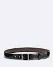 Wyatt Bar-Buckle Studded Leather Belt