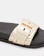 Ellie Buckle Metallic Leather Sliders