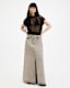 Noir Crossover Waist Denim Maxi Skirt