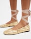 Alia Metallic Leather Ribbon Ballet Pumps