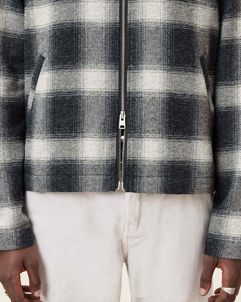 Ellis Checked Embroidered Zip Up Jacket