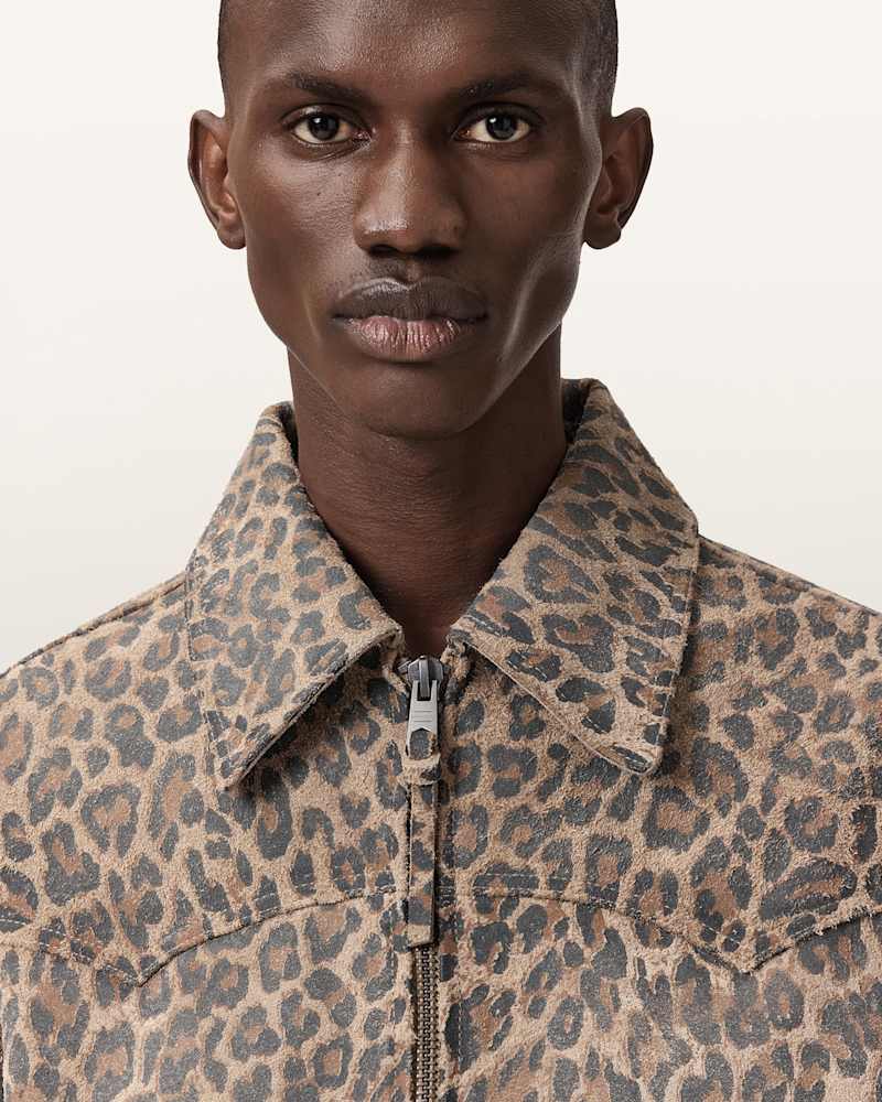 Dellcot Leopard Print Suede Jacket