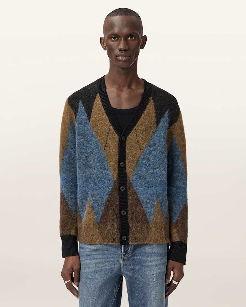 Bernie Oversized Argyle Cardigan