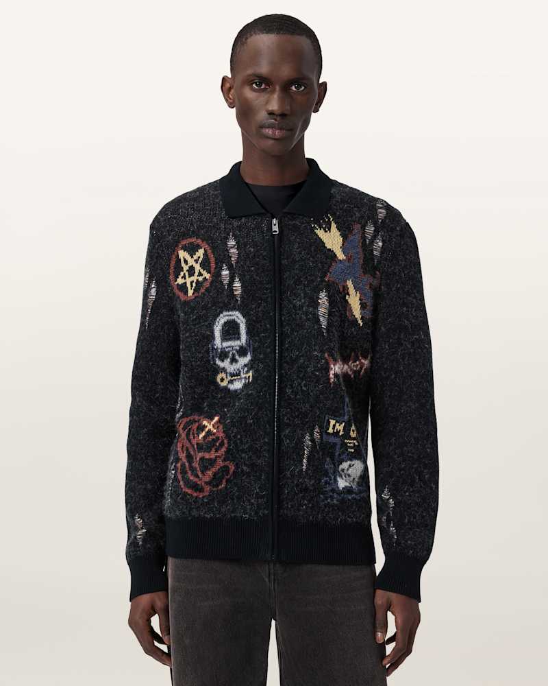 Meller Zip Up Jacquard Cardigan