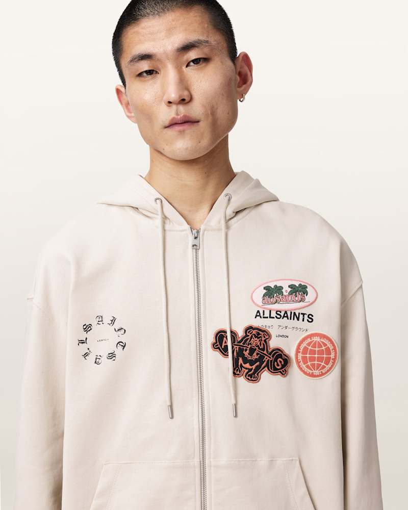 Patcher Zip Up Cotton Hoodie 