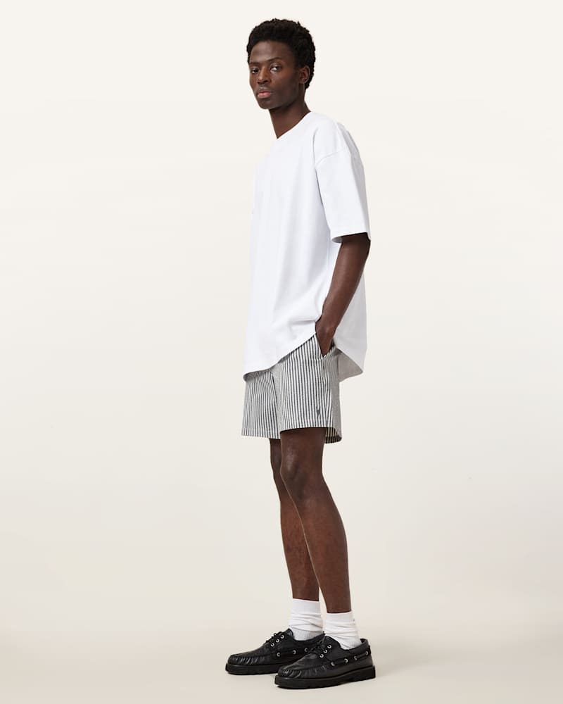 Warden Striped Seersucker Swim Shorts