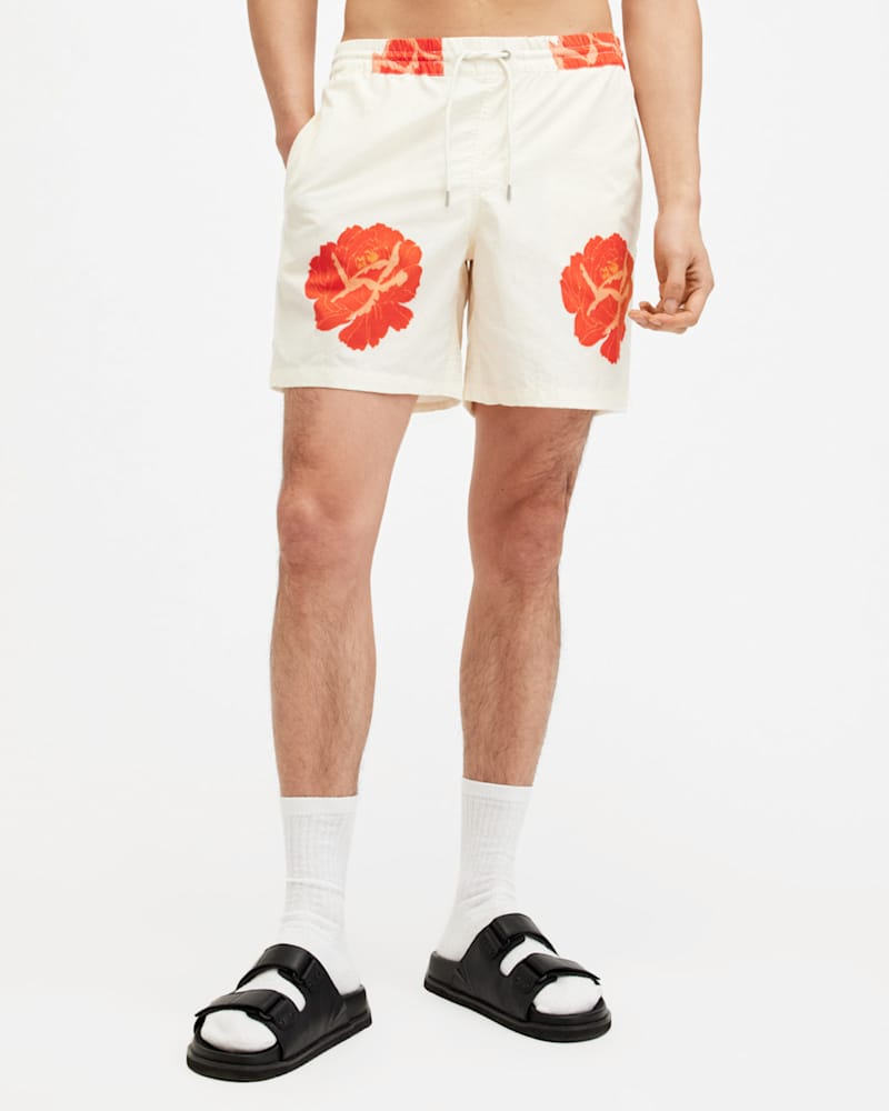 Roze Slim Floral Print Swim Shorts