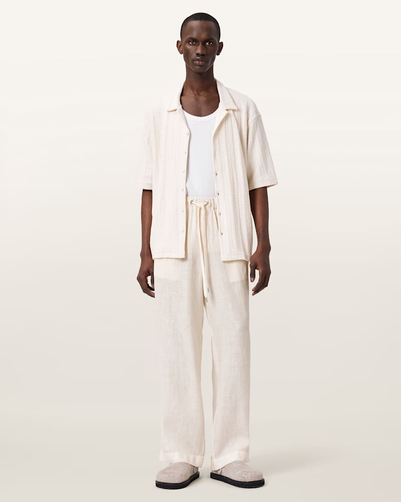 Sharp Straight Leg Linen Trousers