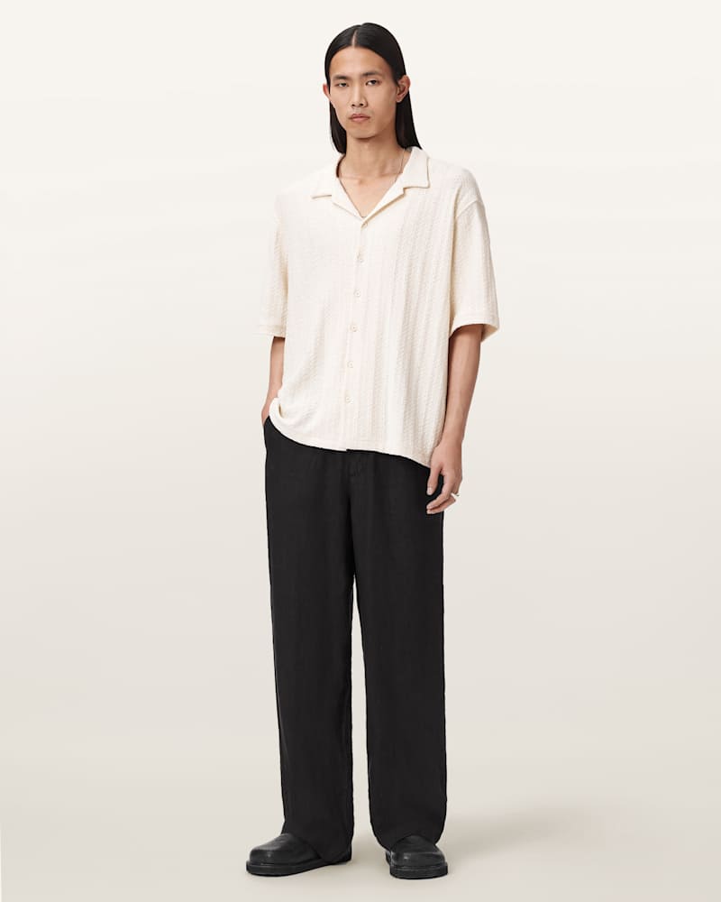 Sharp Straight Leg Linen Trousers