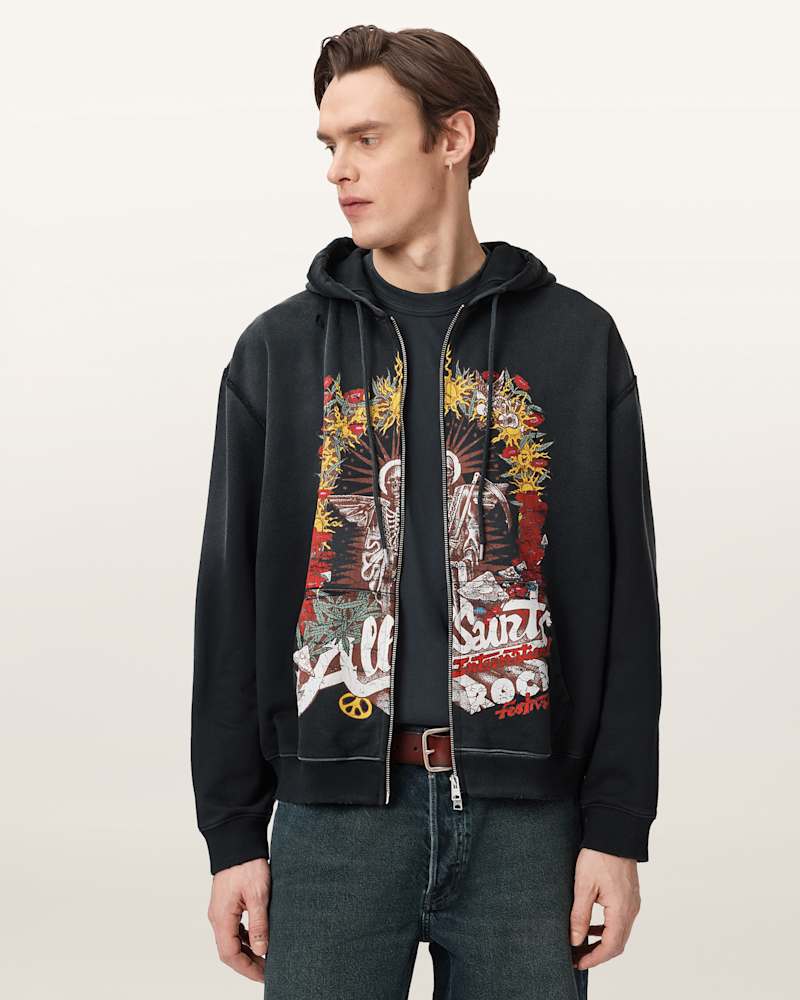 Roque Zip Up Graphic Hoodie