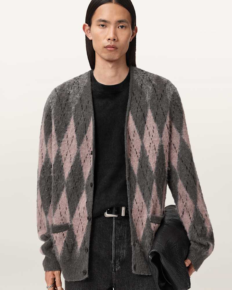 Andre Argyle Jacquard Cardigan