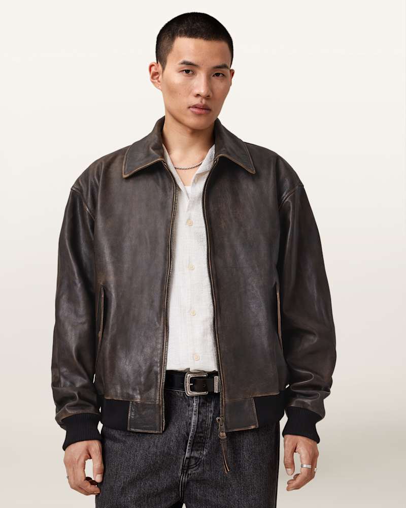 Marco Oversized Leather Bomber Jacket