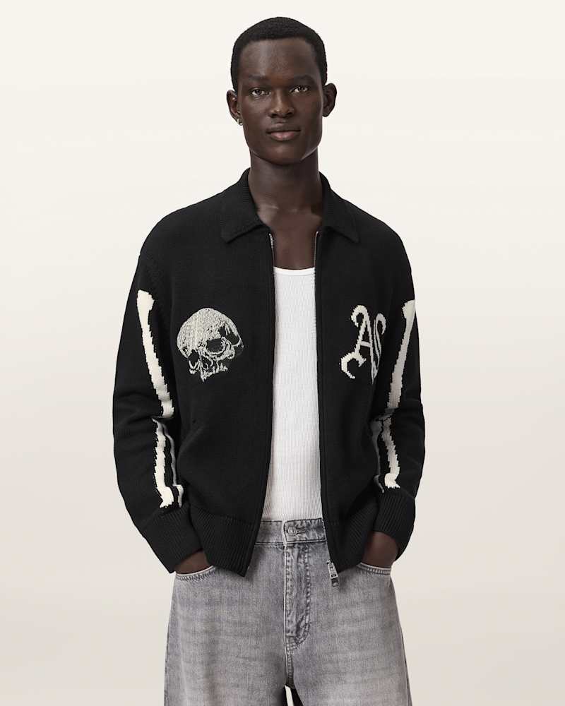 Adrian Zip Up Embroided Knitted Cardigan