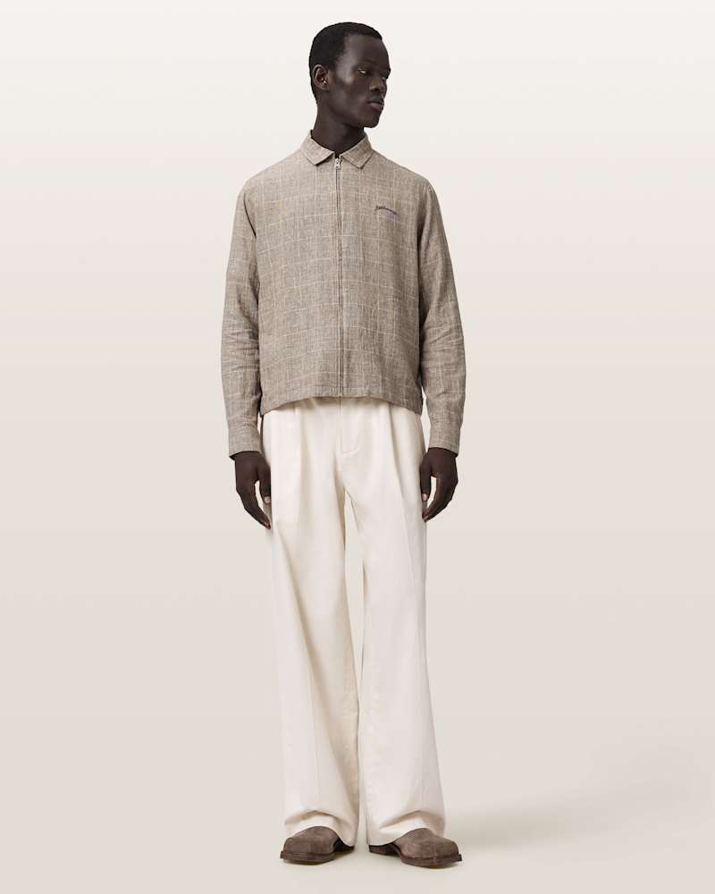 Keal Linen Blend Embroidered Check Jacket