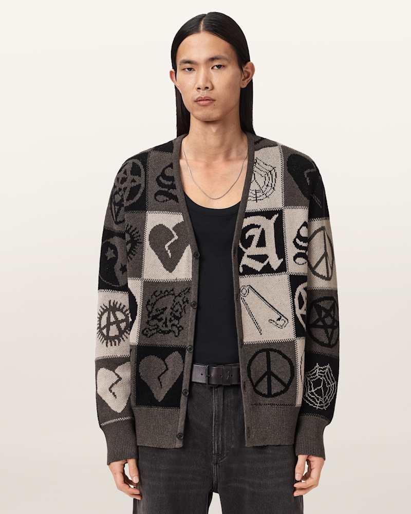 Barker Jacquard Cotton Knit Cardigan