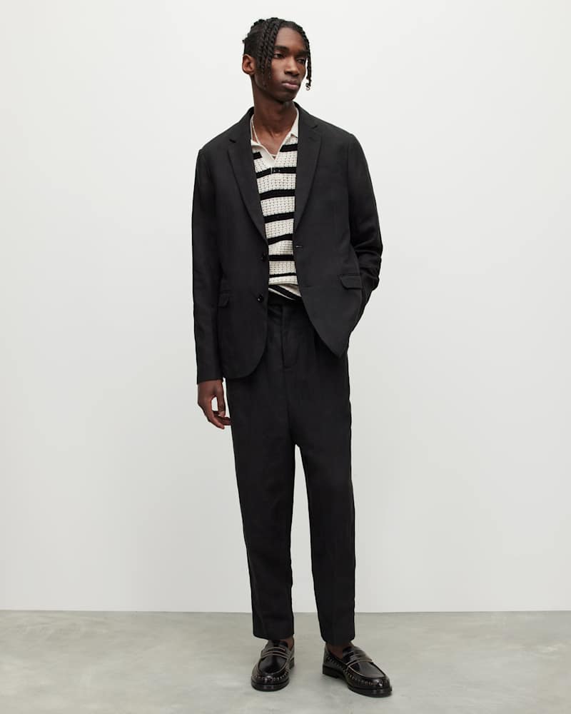 Pace Linen Blend Cropped Slim Trousers