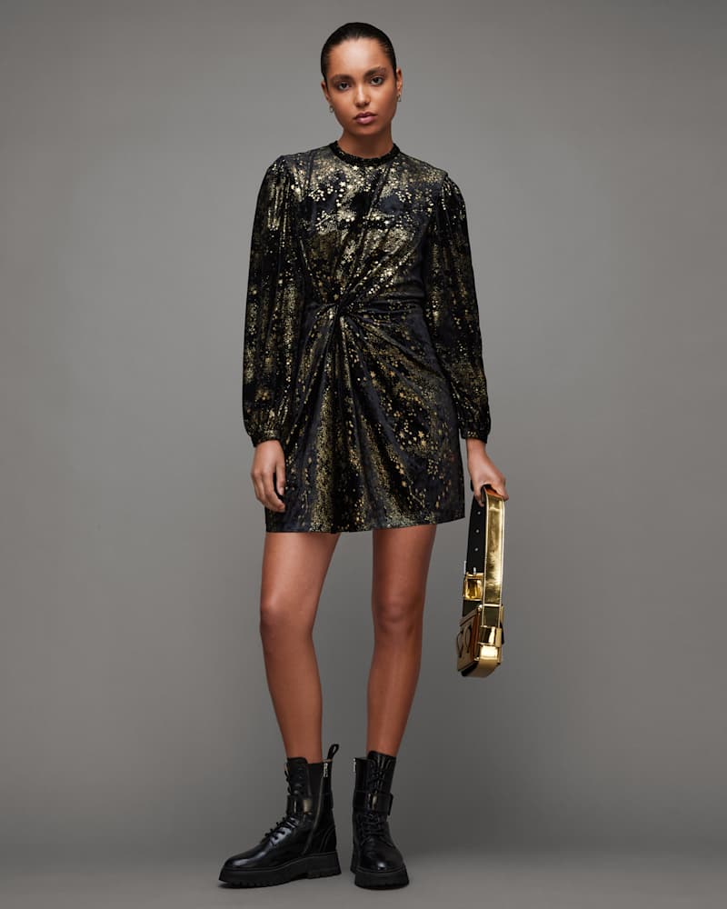 Jemima Star Printed Wrap Over Mini Dress