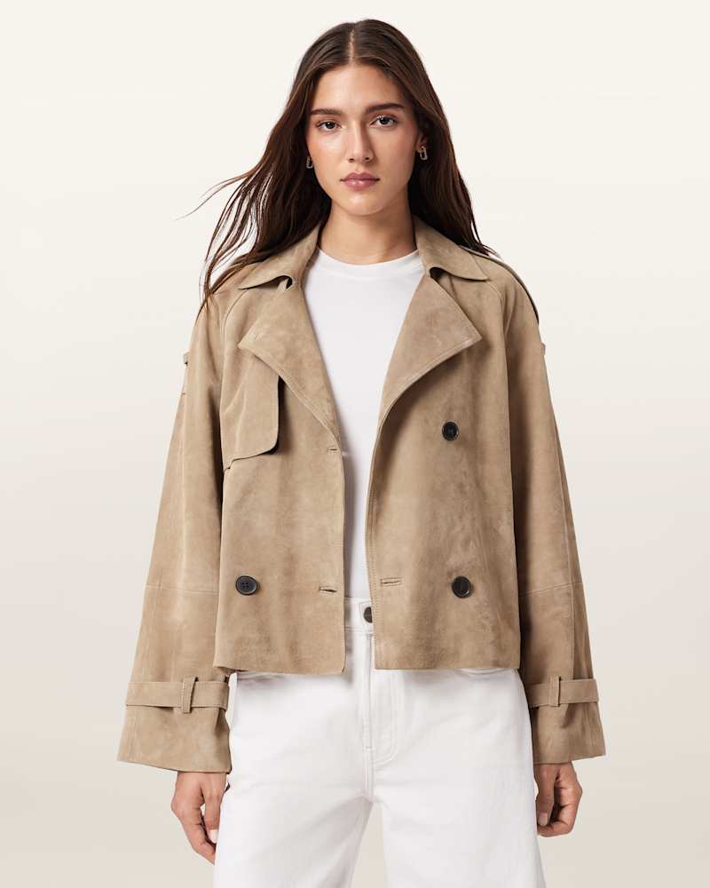 Reed Cropped Suede Trench Coat
