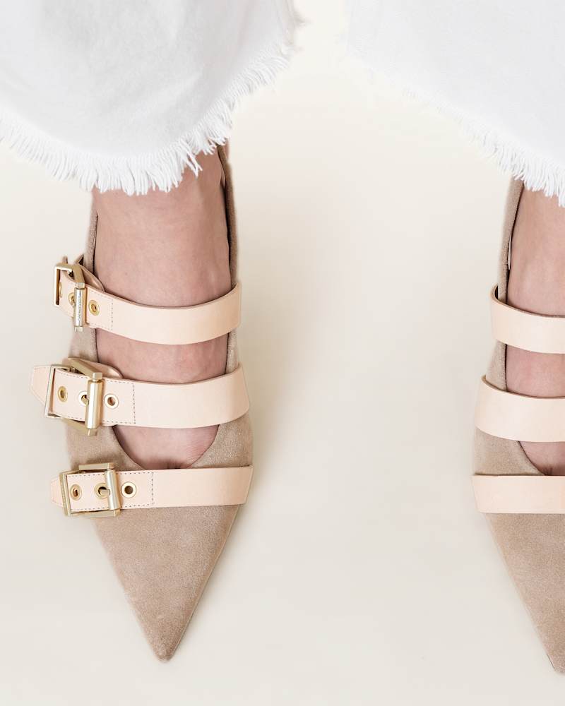 Vivian Leather Buckle Slingback Heels