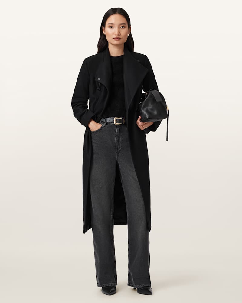 Riley Wrap Around Belted Long Line Coat