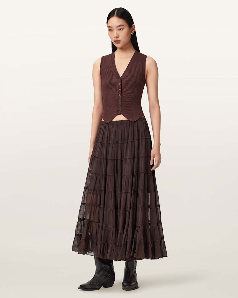 Eva Tiered Midi Skirt