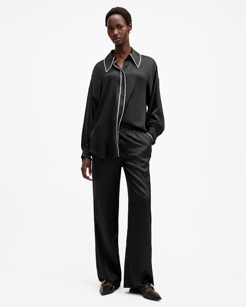 Charli Silk Blend Wide Leg Trousers