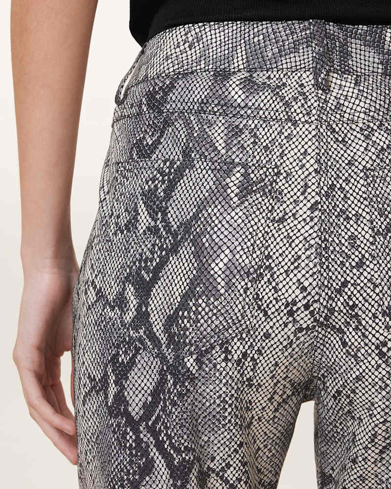 Saige Snake Skin Effect Leather Trousers