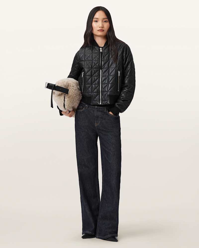 Carly Quilt Leather Bomber Jacket