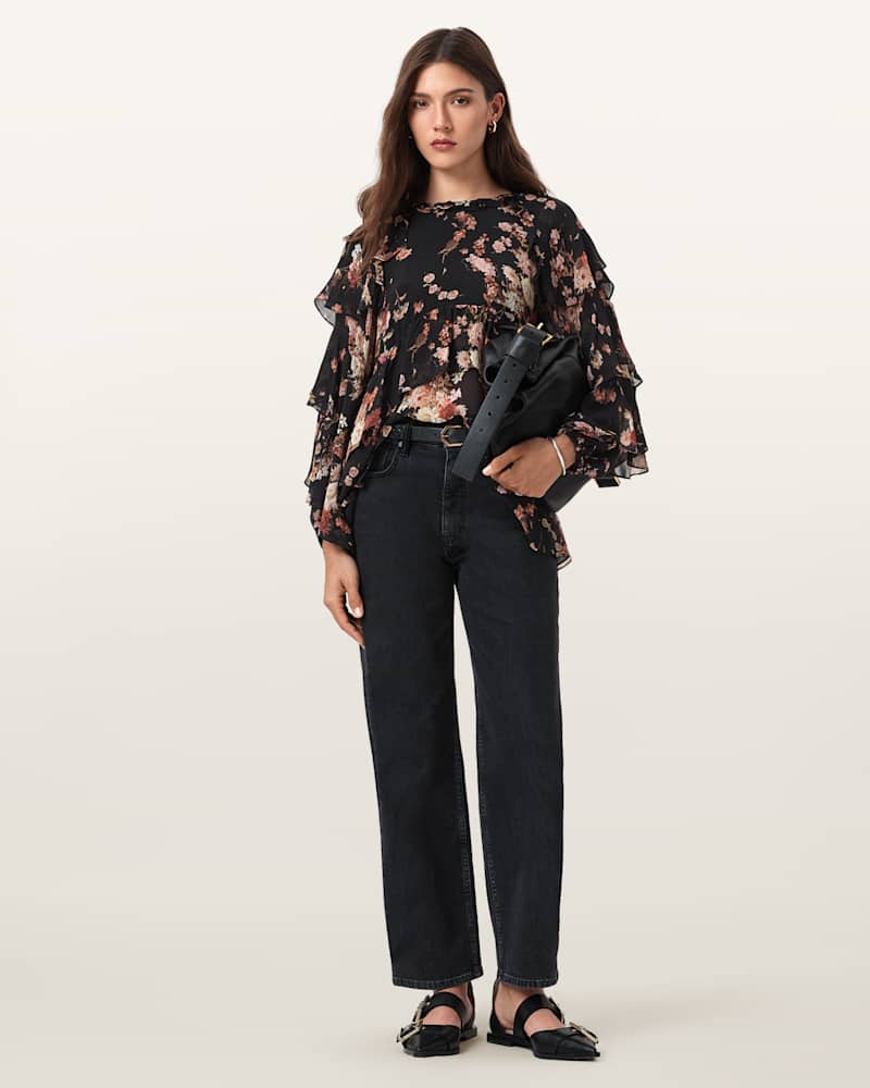 Lissie Floral Print Ruffled Top