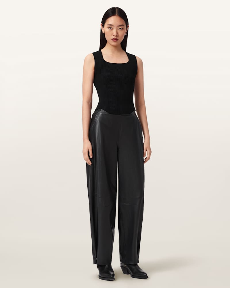 Etta Barrel Leg Leather Trousers 