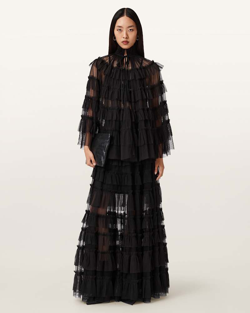 Aude Ruffle Cape Top