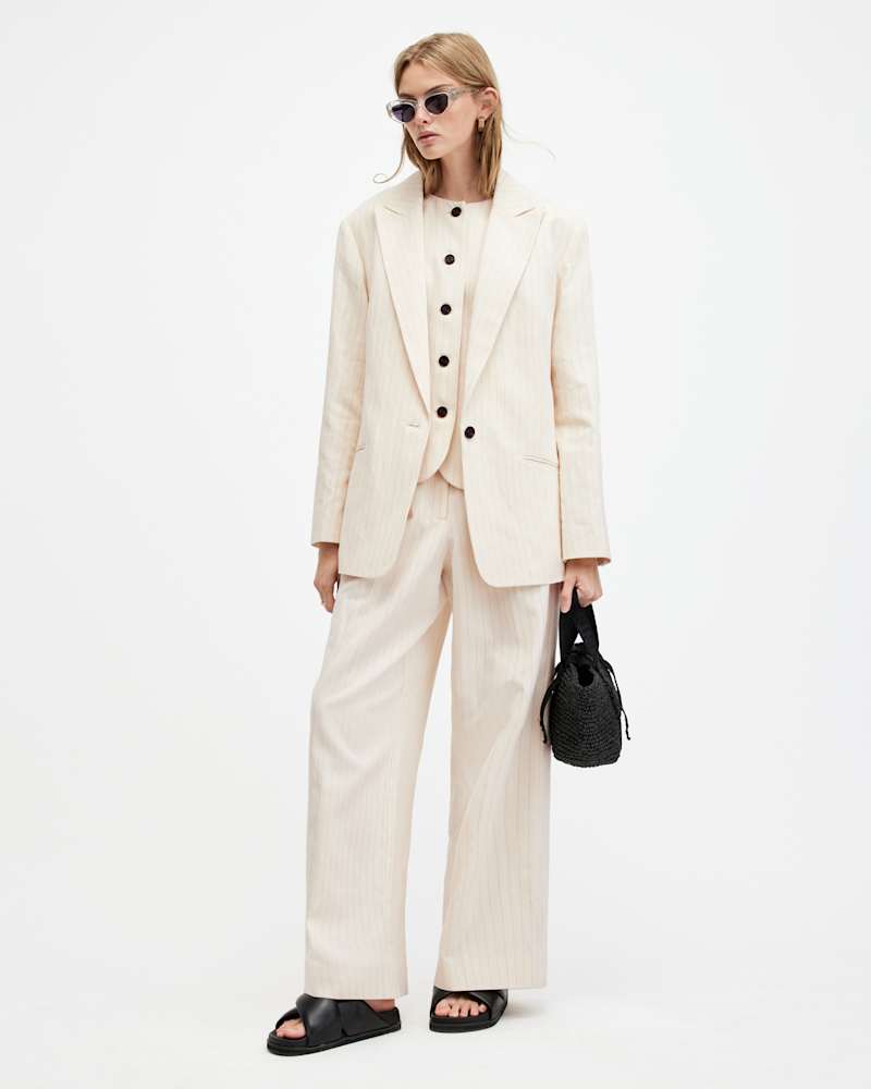 Payton Wide Leg Linen Blend Trousers