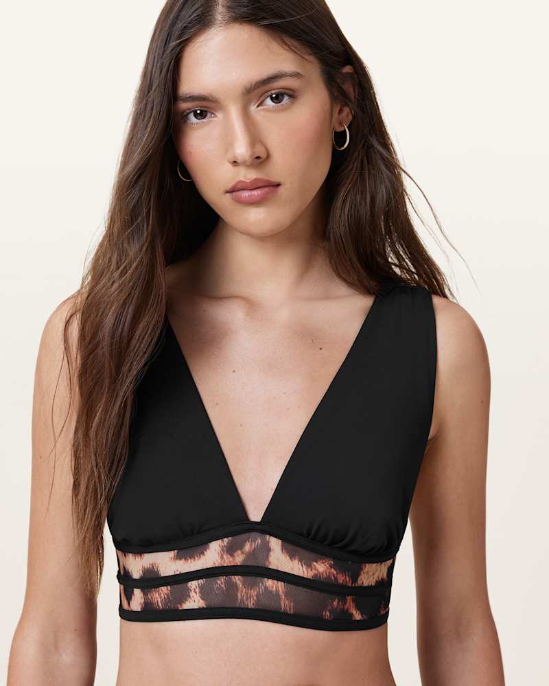 Xalia Mesh Leopard Print Bikini Top