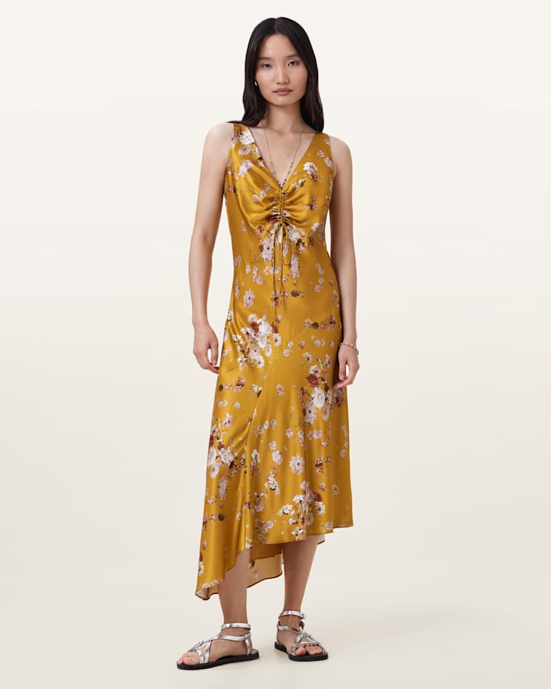 Alexia V-Neck Drawstring Midi Slip Dress