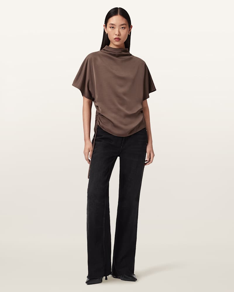 Leslie Satin Short Sleeve Top