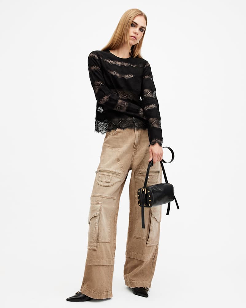Tiff Lace Panelled Sheer Top