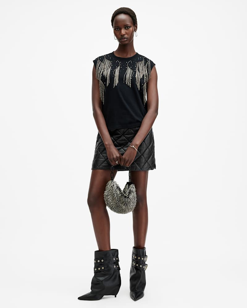 Ottie Quilted Leather Mini Skirt