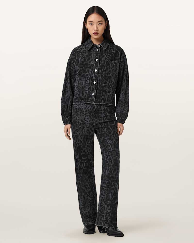 Blake Wide Leg Leopard Print Jeans