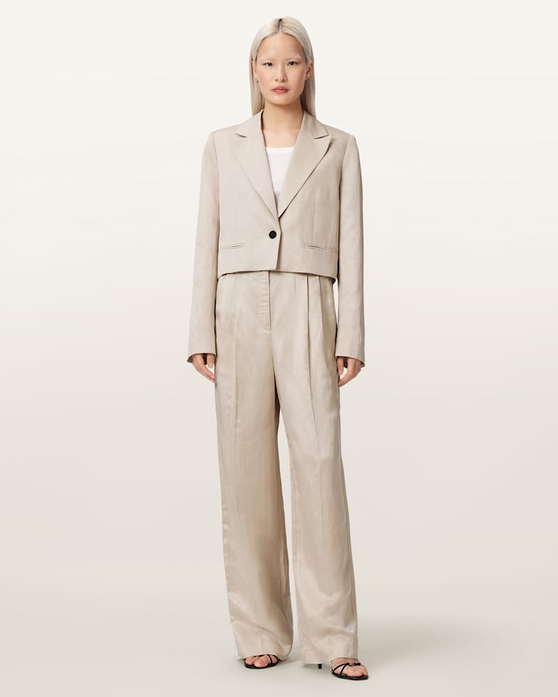 Helena Tailored Wide Leg Linen Blend Trousers 
