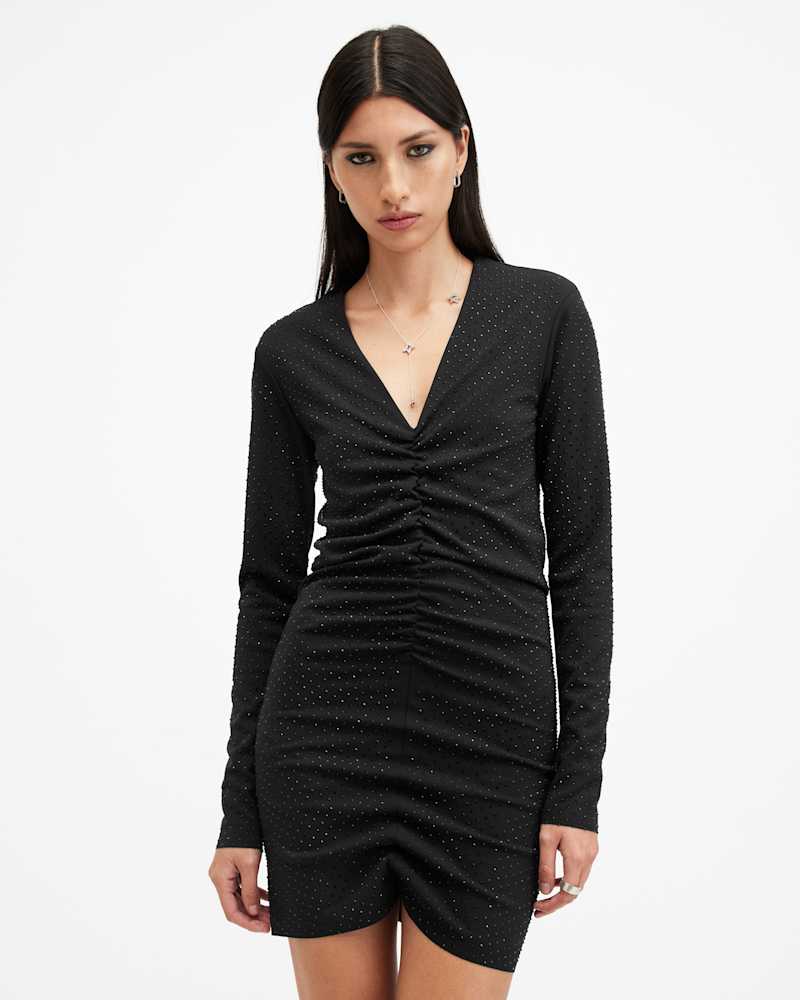 Alya Ruched Long Sleeve Mini Dress