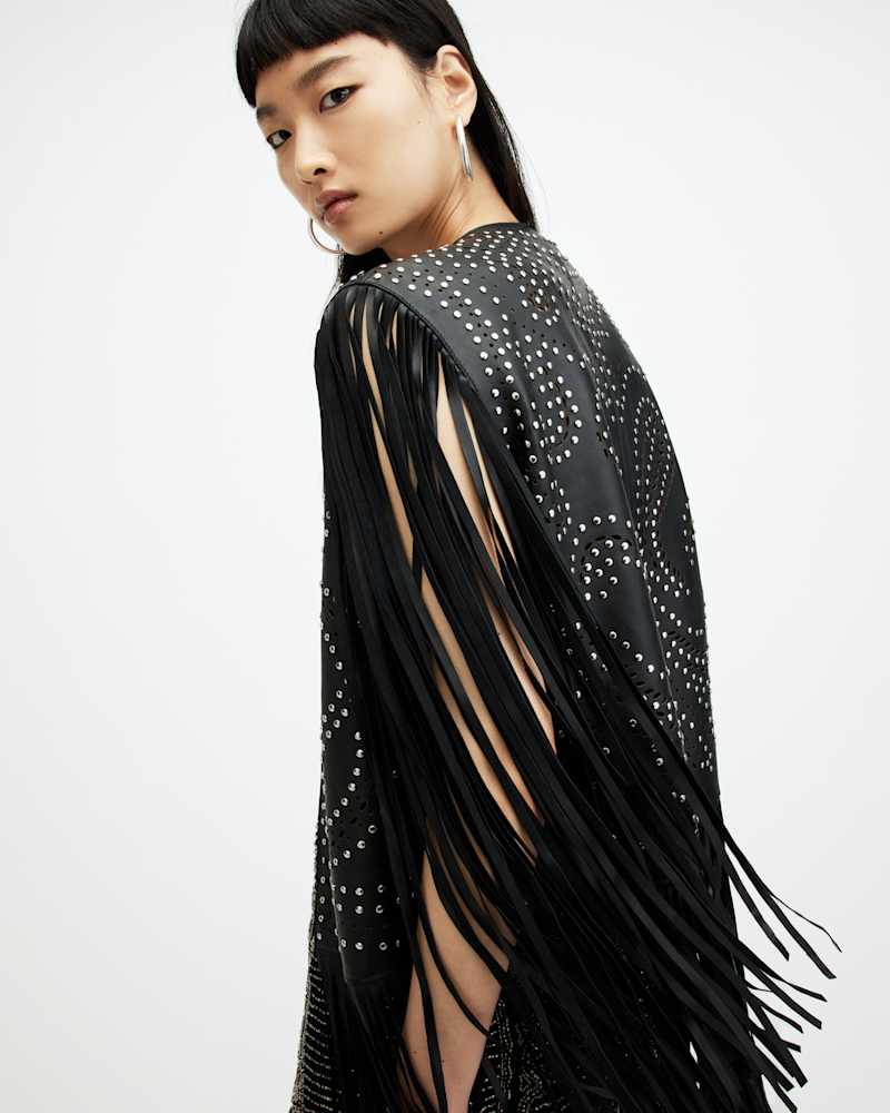 Elias Studded Tassel Leather Gilet