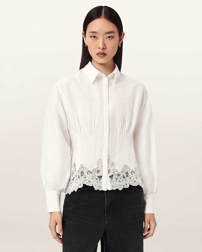 Carol Long Sleeve Lace Trimmed Shirt