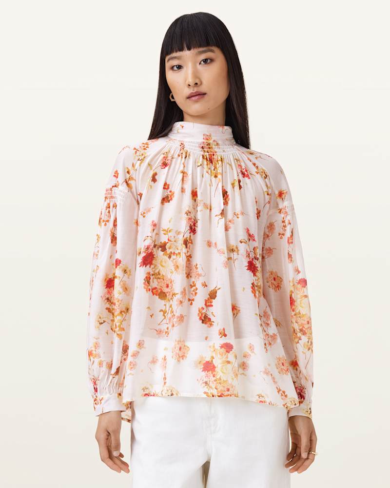 Pearla High Neck Floral Print Top