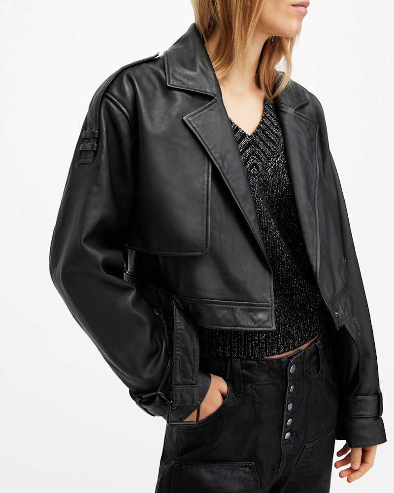 Ophelia Cropped Leather Jacket