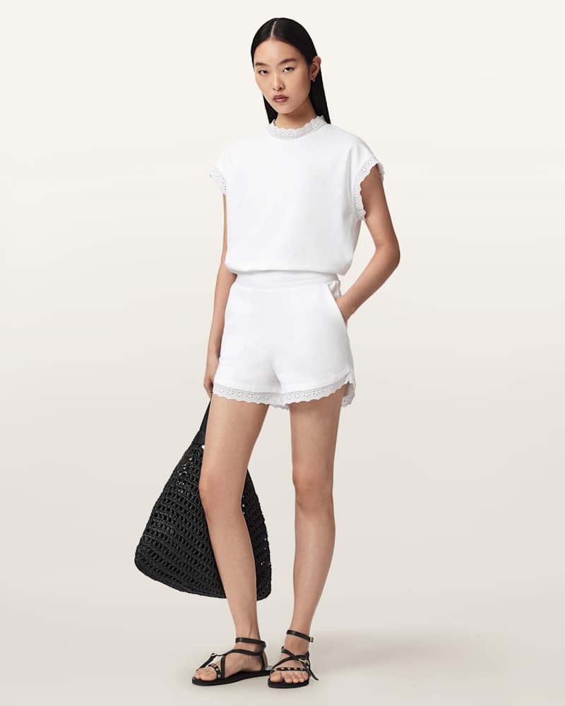 Lele Straight Fit Lace Trim Shorts