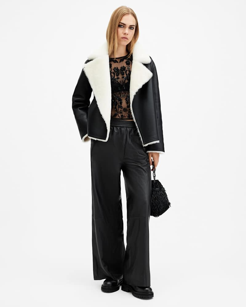 Aspen Wide Leg Leather Trousers